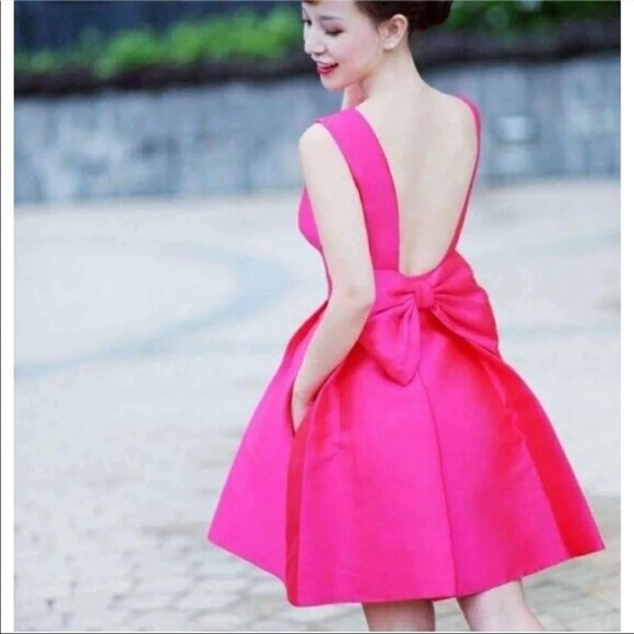 Kate Spade silk mini dress in white with open back and a bow